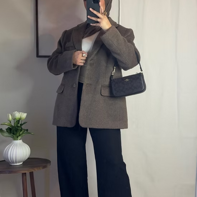 Blazer fourrure - café -