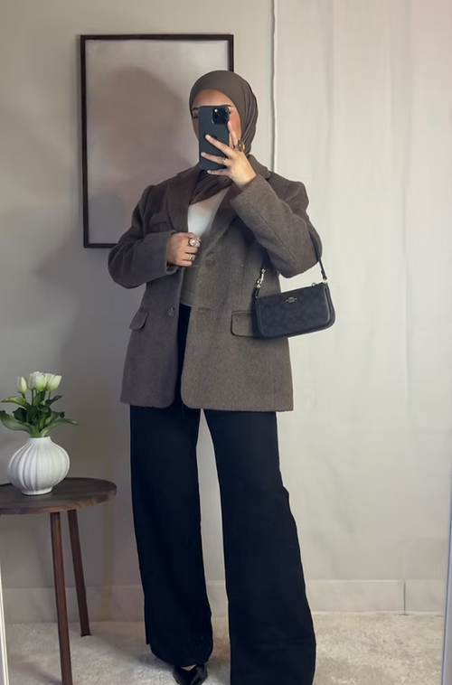 Blazer fourrure - café -