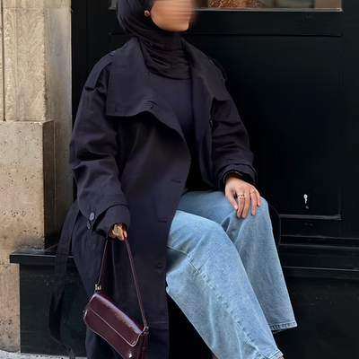 Trench-coat col bâteau - noir -