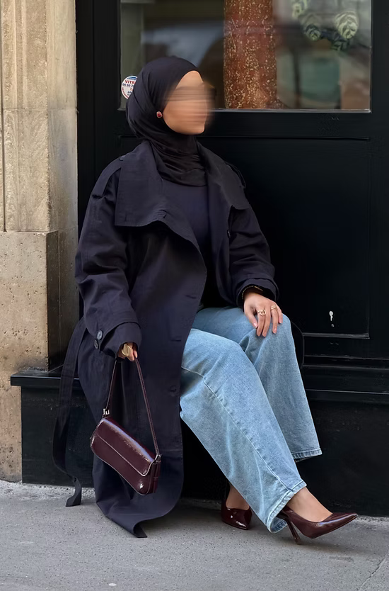 Trench-coat col bâteau - noir -