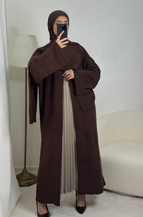 Cape longue en maille - choco -