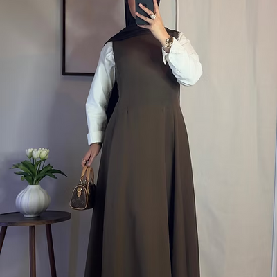 Robe classique sans manches - café -