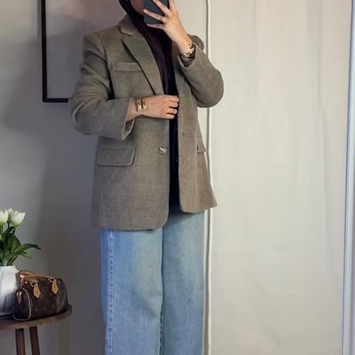 Blazer fourrure - taupe -