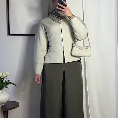 Pantalon fluide palazzo - kaki -