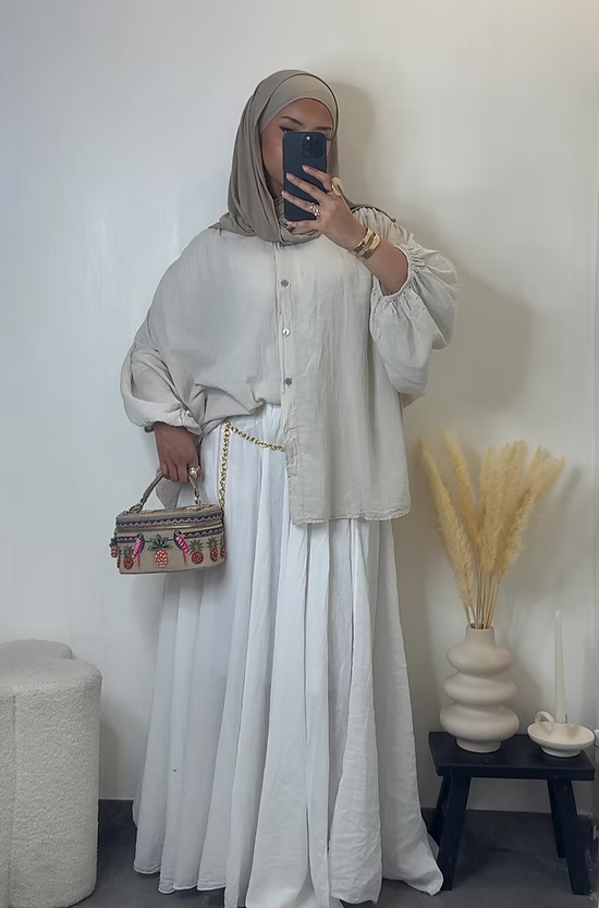 Jupe 100% coton - blanc -