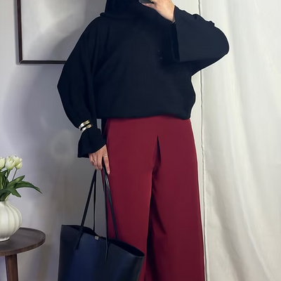 Pantalon fluide palazzo - bordeaux