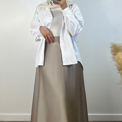 Jupe satinée - taupe -