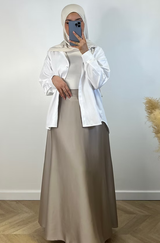 Jupe satinée - taupe -