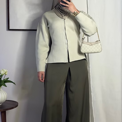 Pantalon fluide palazzo - kaki -