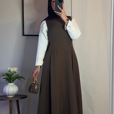 Robe classique sans manches - café -