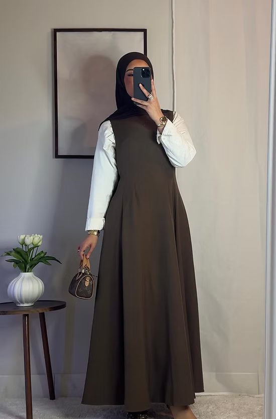 Robe classique sans manches - café -