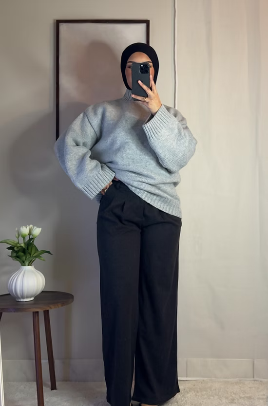 Pantalon en laine - gris foncé -