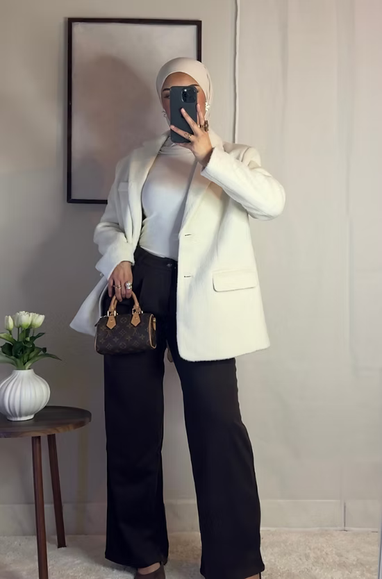 Pantalon en laine - café -