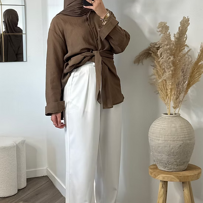 Pantalon tailleur long - blanc -