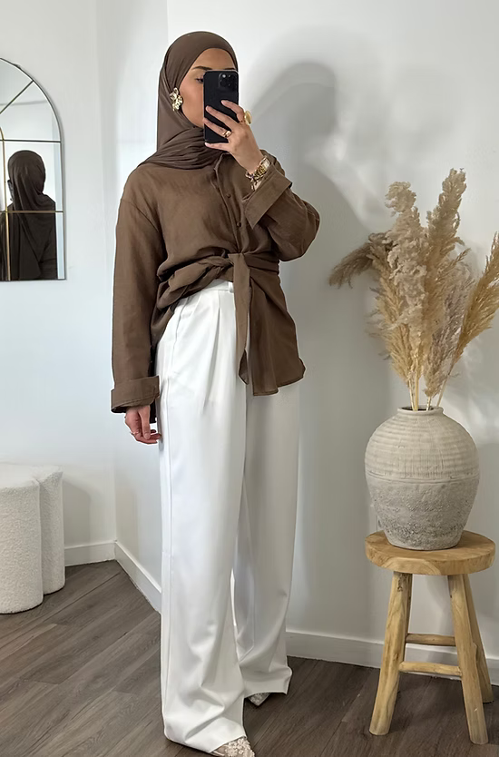 Pantalon tailleur long - blanc -