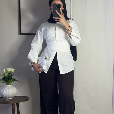 Pantalon en laine - café -