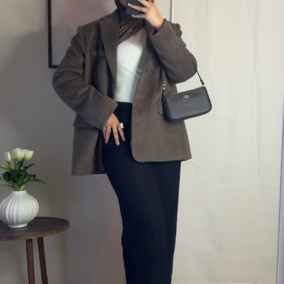 Blazer fourrure - café -