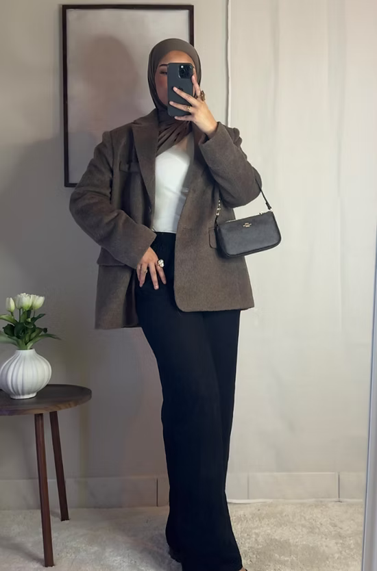 Blazer fourrure - café -