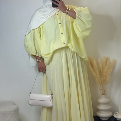 Jupe 100% coton - jaune -