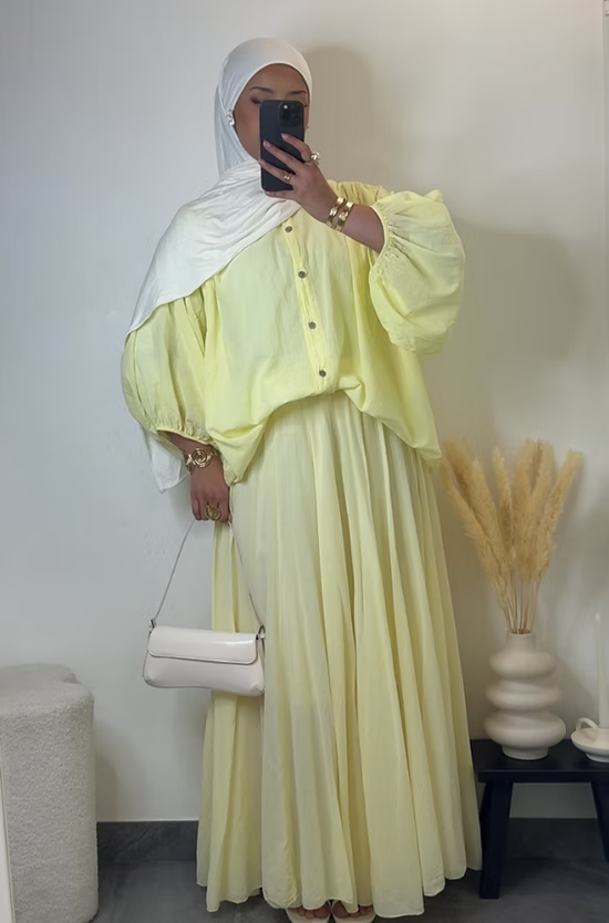 Jupe 100% coton - jaune -
