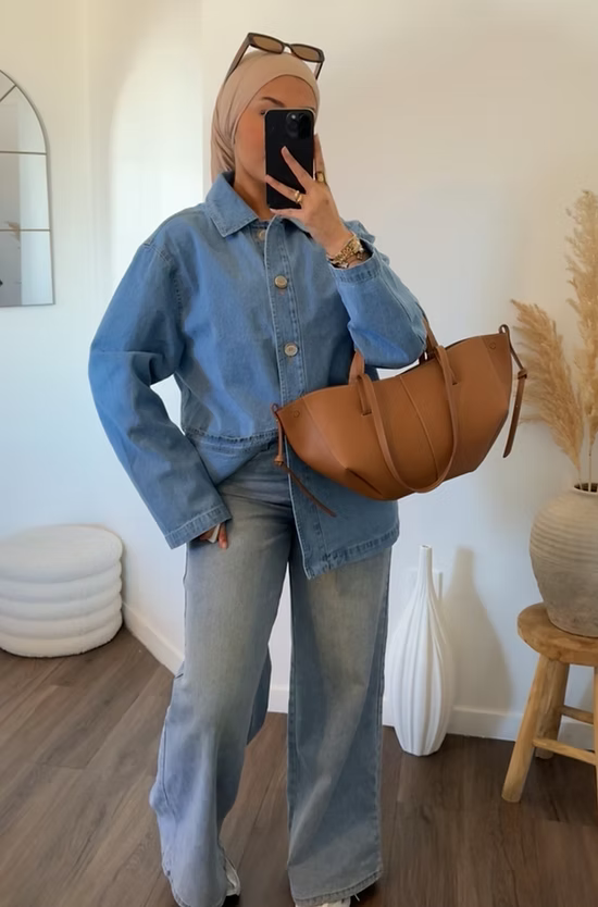 Veste en jean - bleu clair -