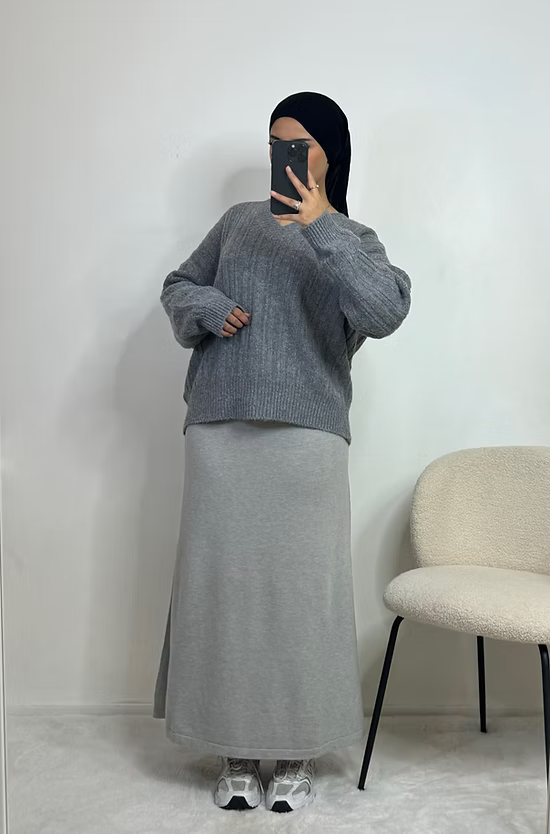 Pull col V - gris -