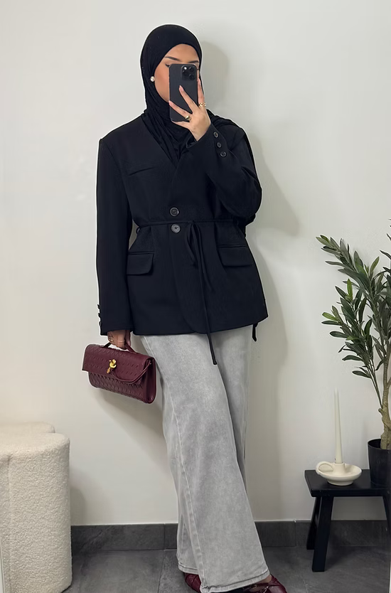 Blazer avec ficelle - noir -