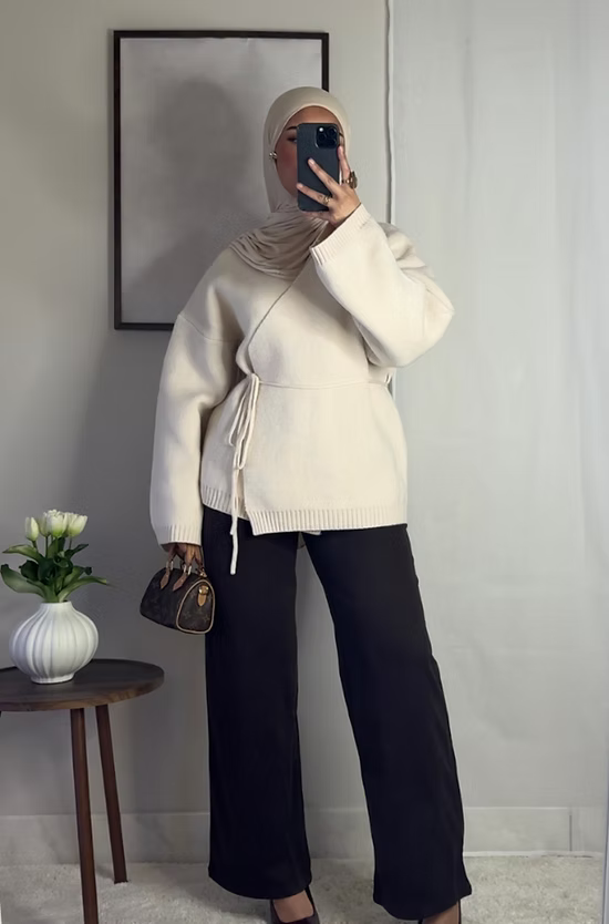 Pantalon en laine - café -