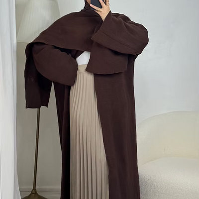 Cape longue en maille - choco -