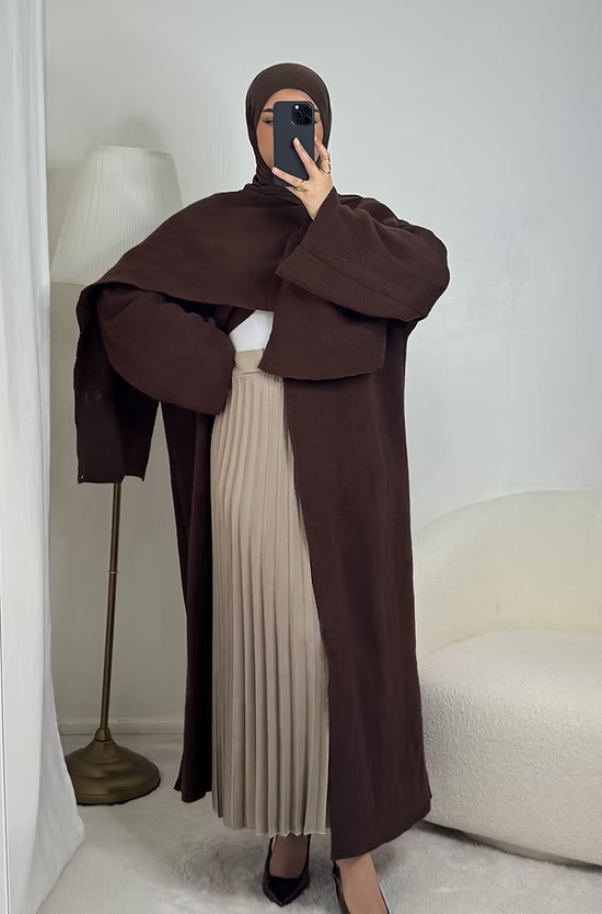 Cape longue en maille - choco -