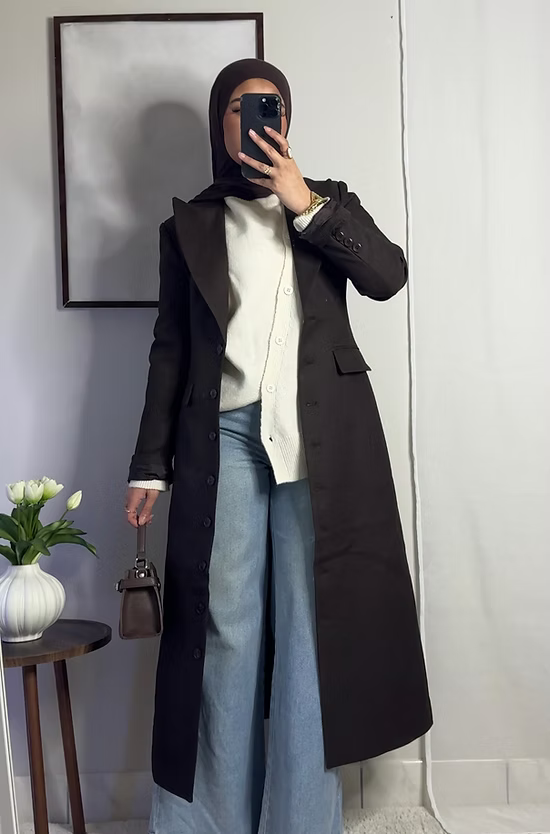 Long fitted blazer - coffee -