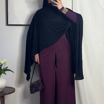 Pantalon fluide palazzo - prune -