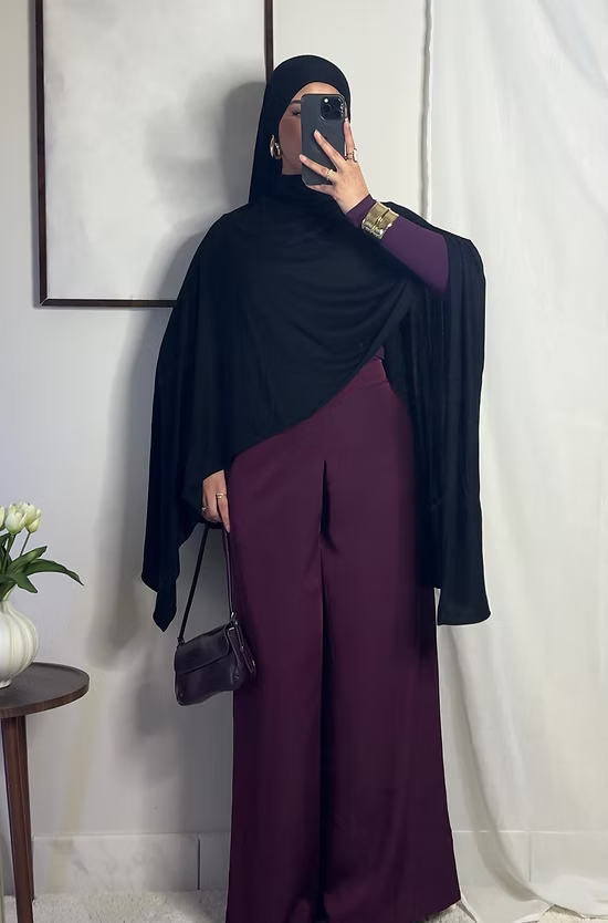 Pantalon fluide palazzo - prune -