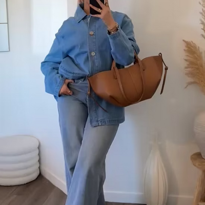 Veste en jean - bleu clair -