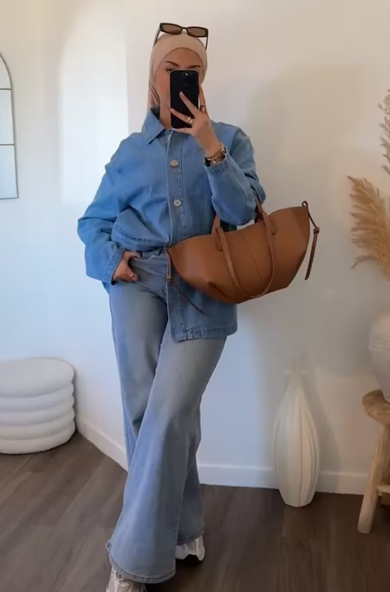 Veste en jean - bleu clair -