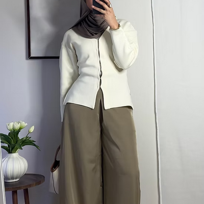 Pantalon fluide palazzo - camel