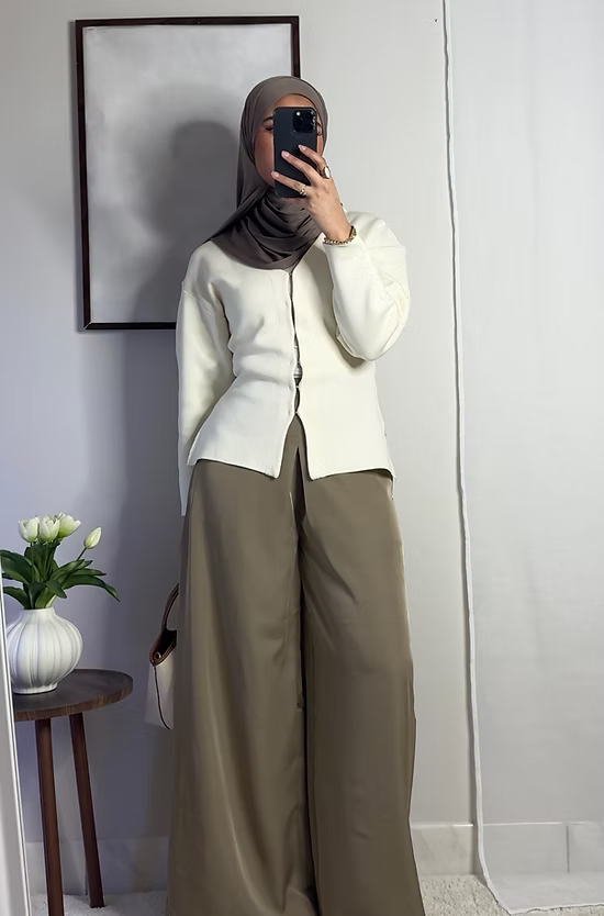Pantalon fluide palazzo - camel
