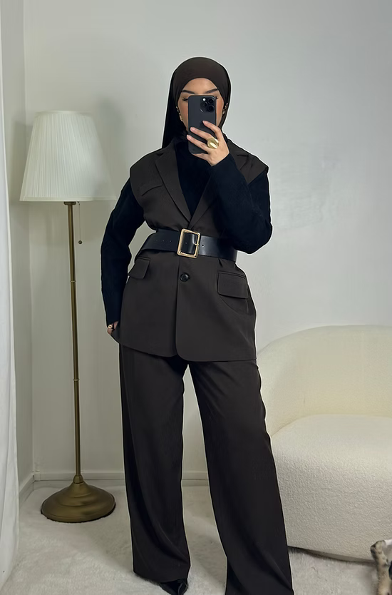 Blazer sans manches - café -