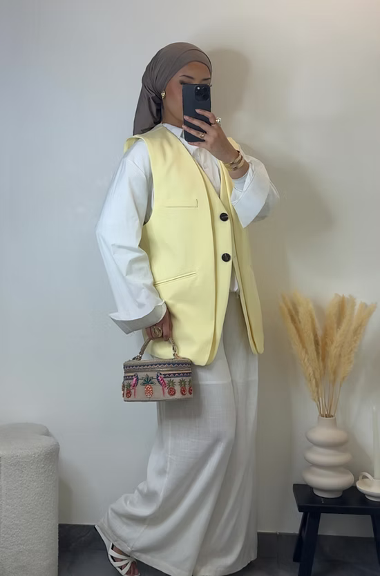 Blazer sans manches doublé - jaune -