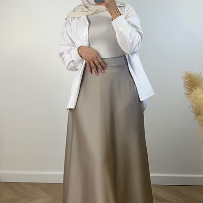 Jupe satinée - taupe -