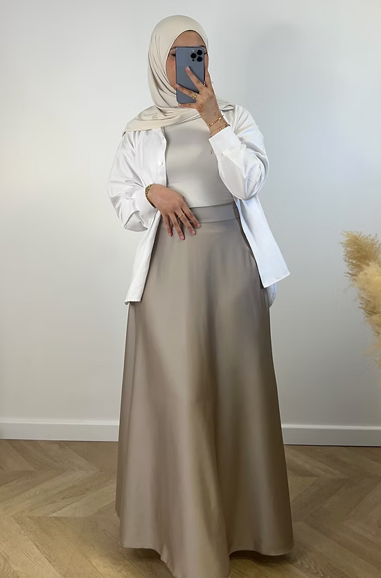 Jupe satinée - taupe -