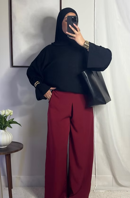 Pantalon fluide palazzo - bordeaux