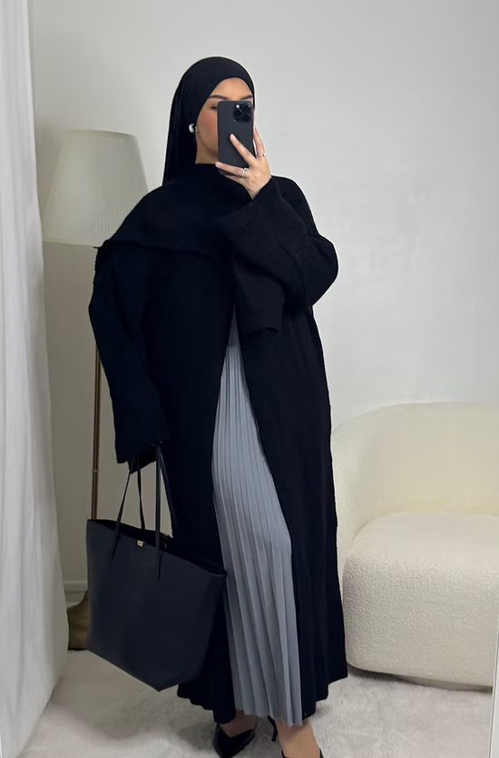 Cape longue en maille - noir -