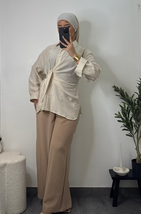 Chemise en lin à nouer - écru -