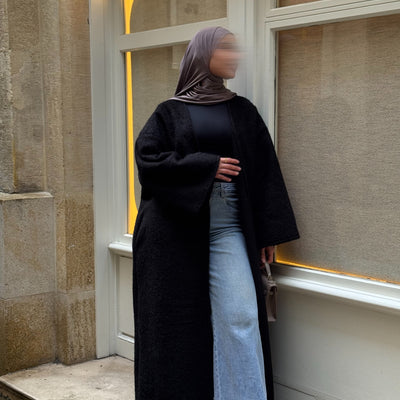 Manteau-kimono long - noir -