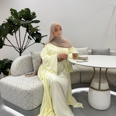 Abaya Nihel 4 pièces - jaune beurre - [PRÉCOMMANDE]