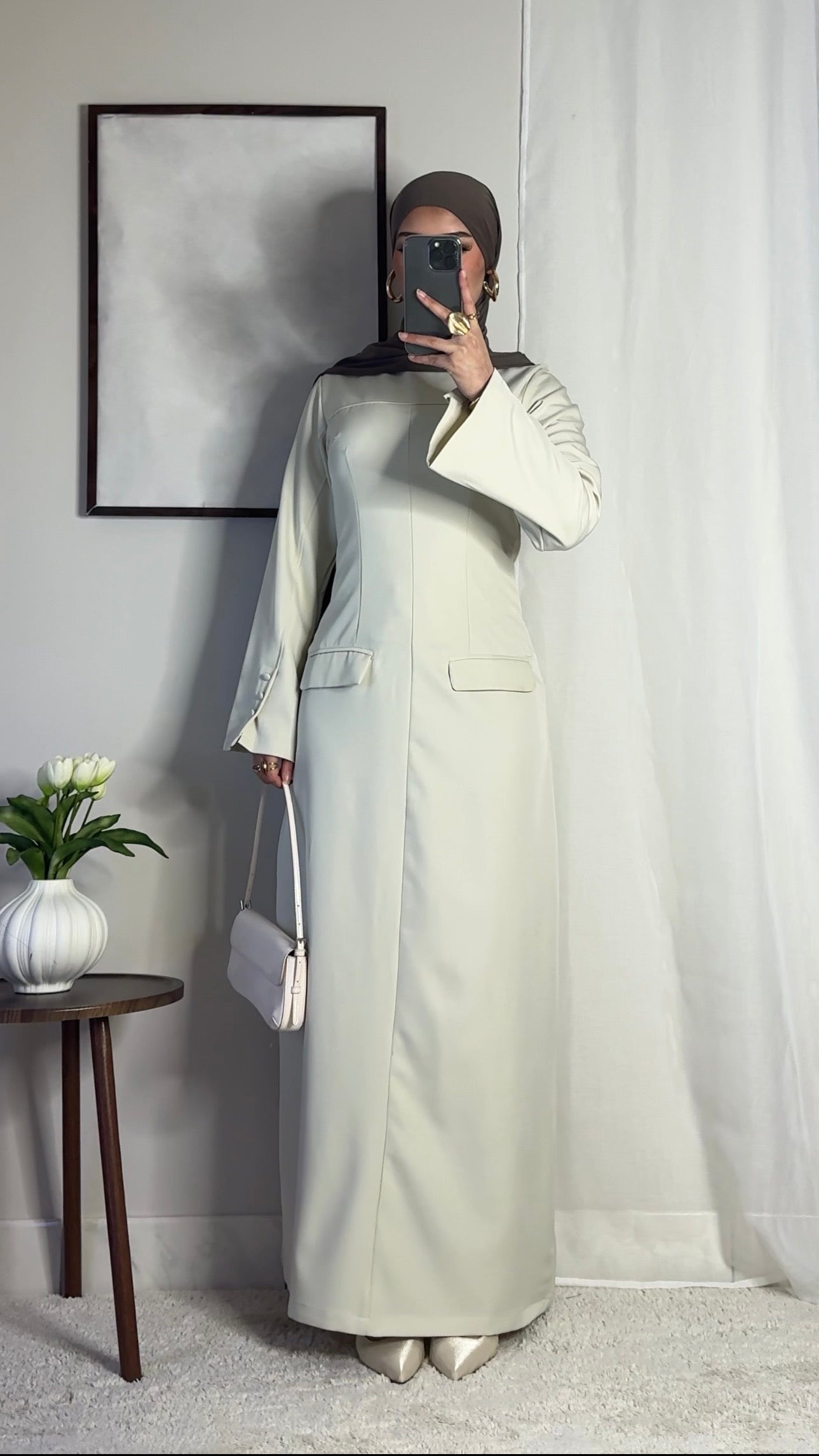 Robe longue structurée - écru -