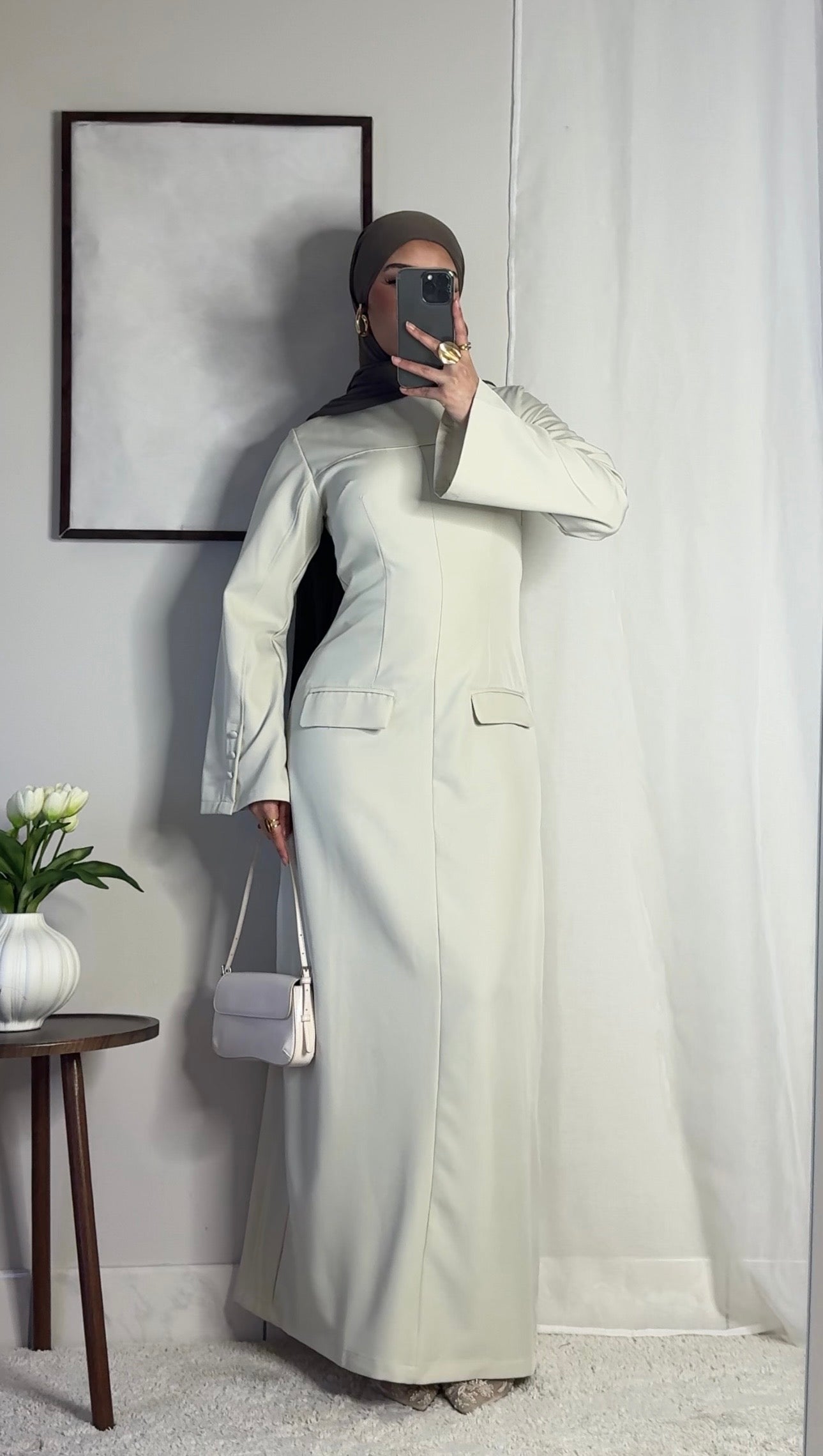 Robe longue structurée - écru -