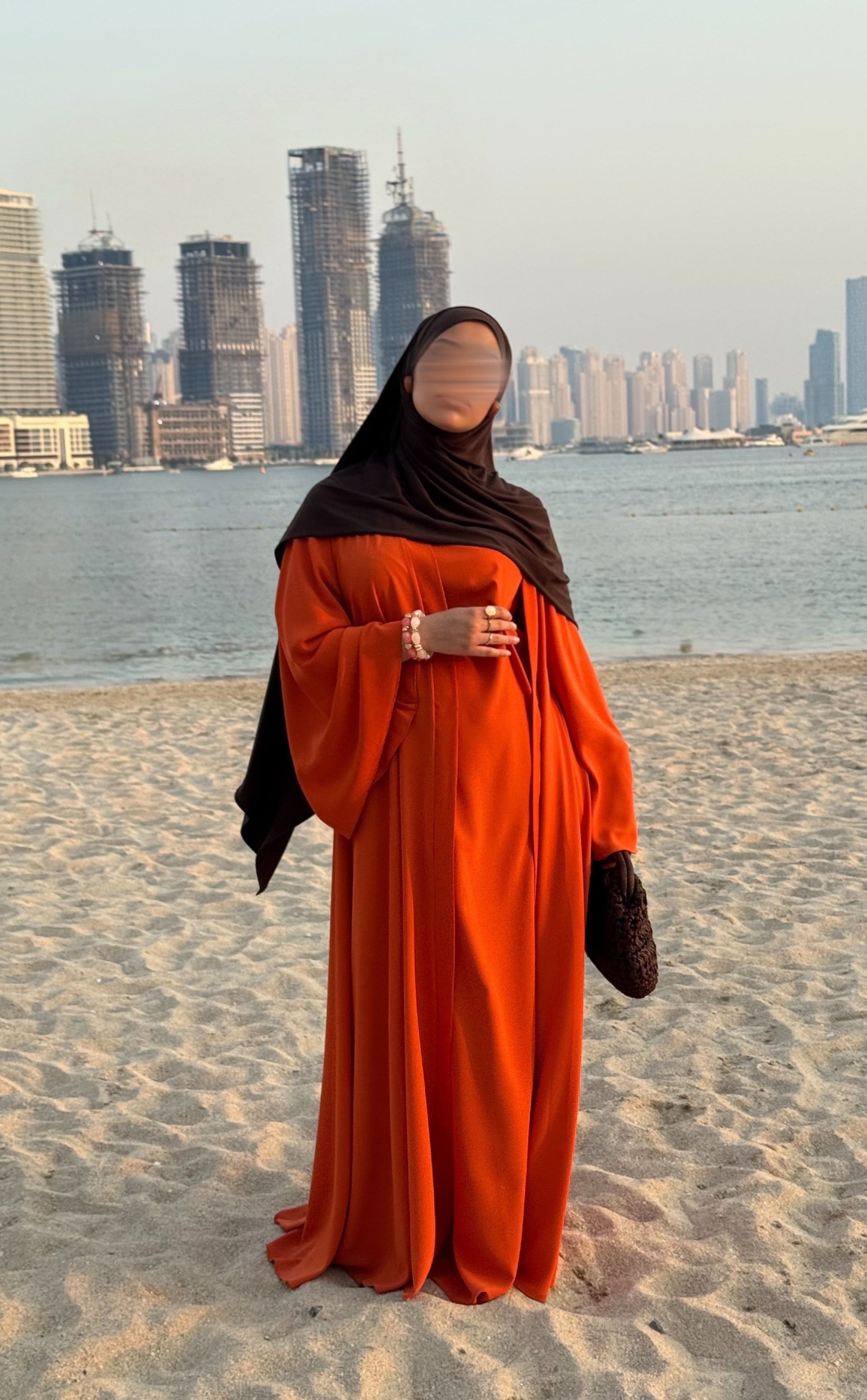 Abaya Nihel 4 pièces - orange - [PRÉCOMMANDE]