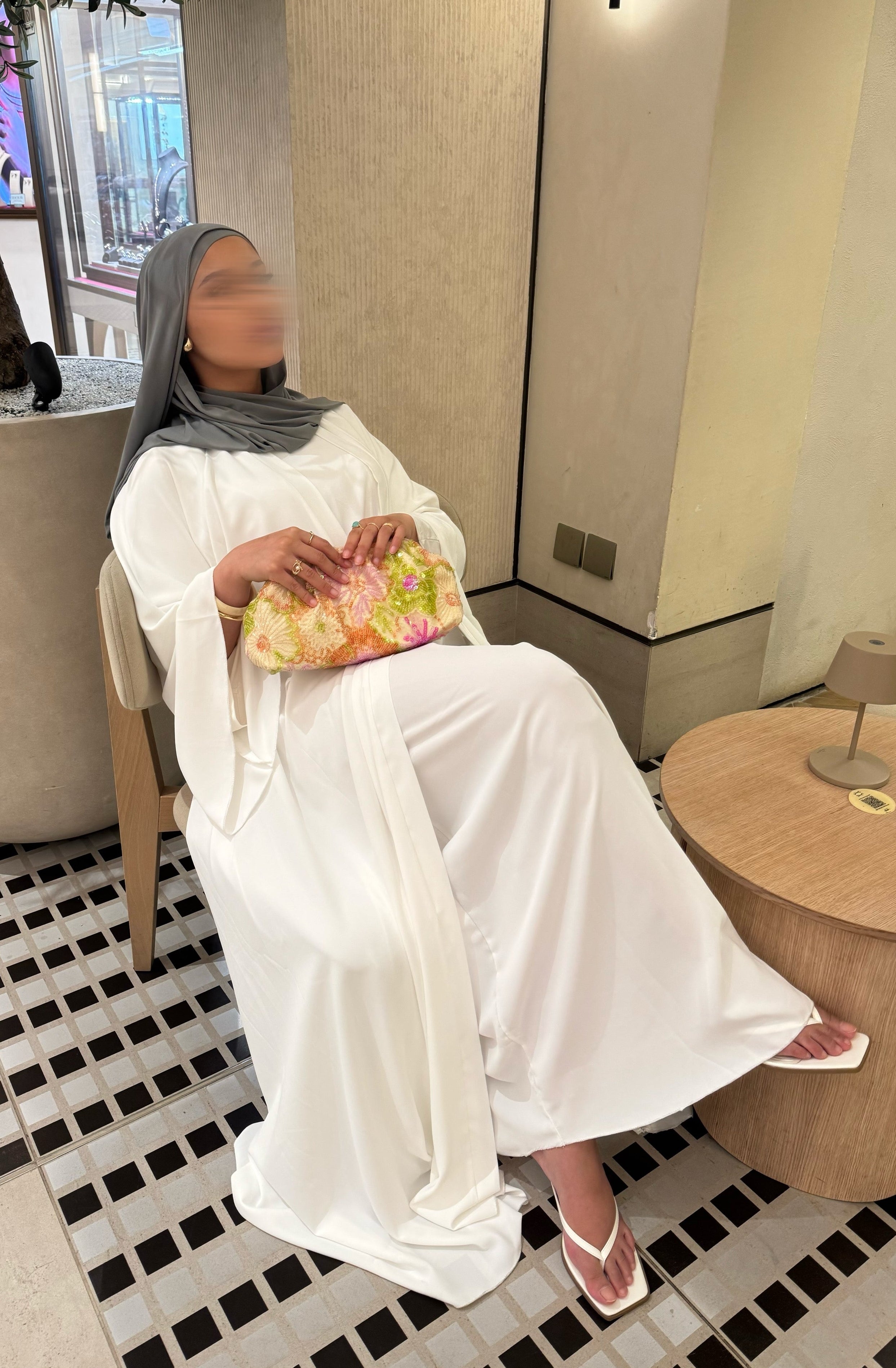 Abaya Nihel 4 pièces - blanc pur -